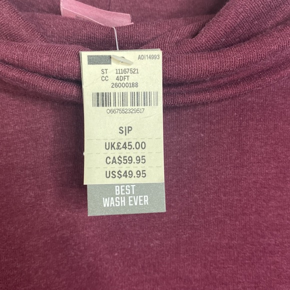 Victoria's Secret PINK Women's Turtleneck Oversized Tunic Sweater Burgundy S NWT - Picture 5 of 8